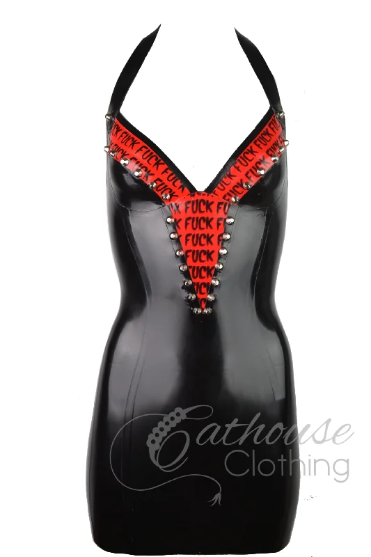 Fuck print stud dress