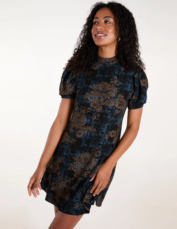 High Neck Puff Sleeve Dress