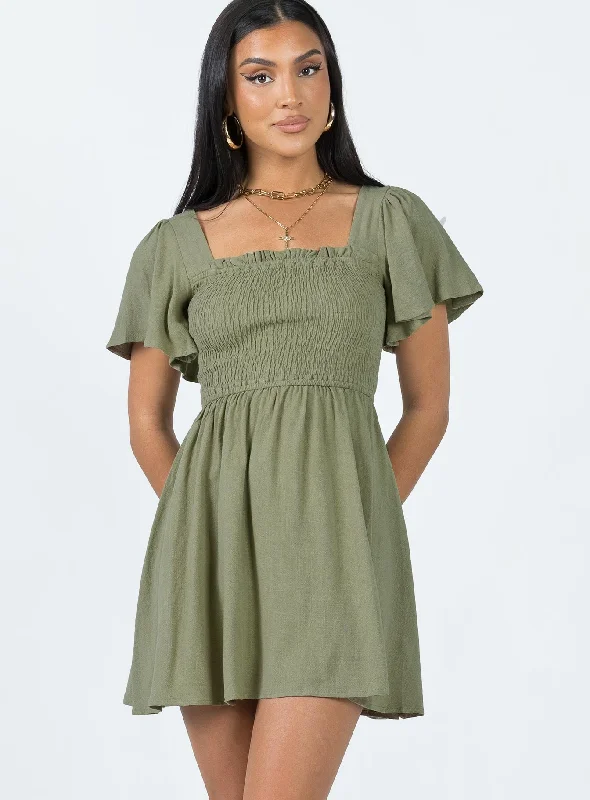 Imagine Mini Dress Green Chic Tropical Mini Dress