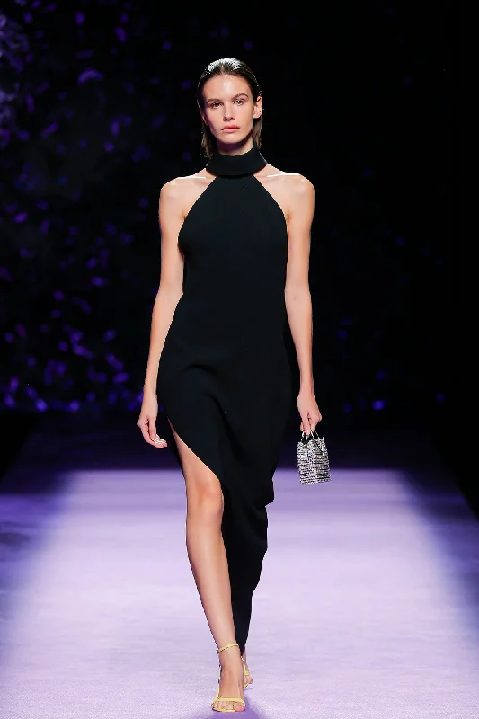 High slit crepe dress
