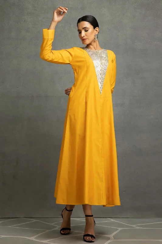 Yellow Embellished Long Dress