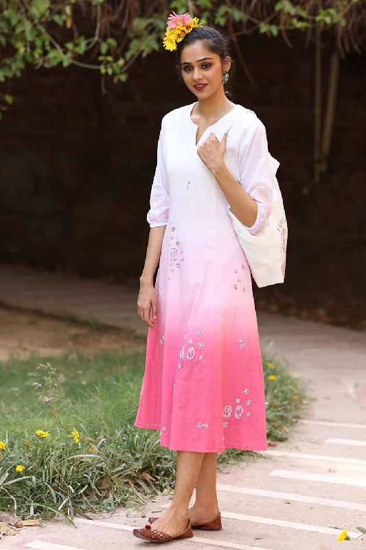 Pink Ombre Embroidered Dress