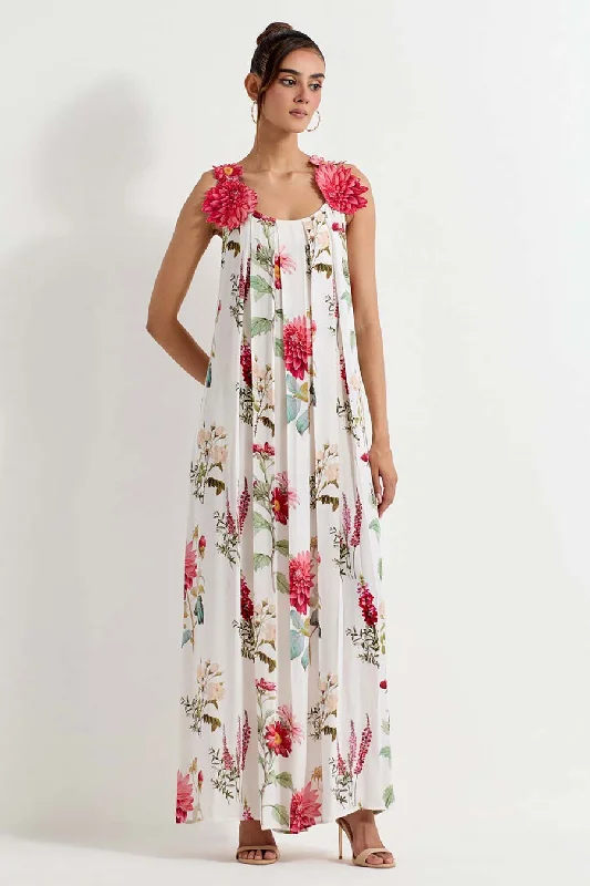 Daisy Printed Georgette 3D Embroidery Dress