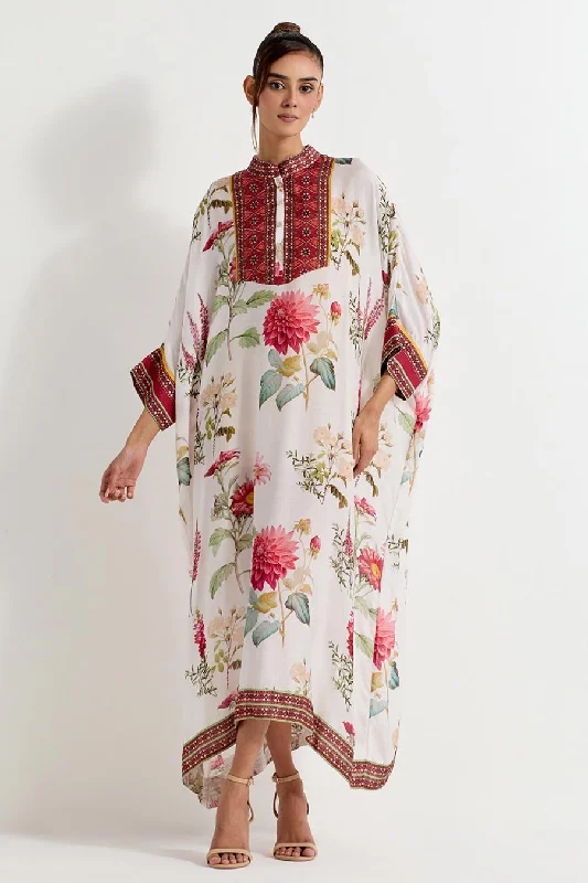 Daisy Printed Modal Silk Kaftan Dress