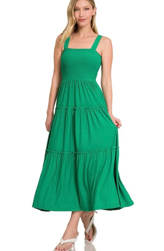 Kelly Green Smocked Dress
