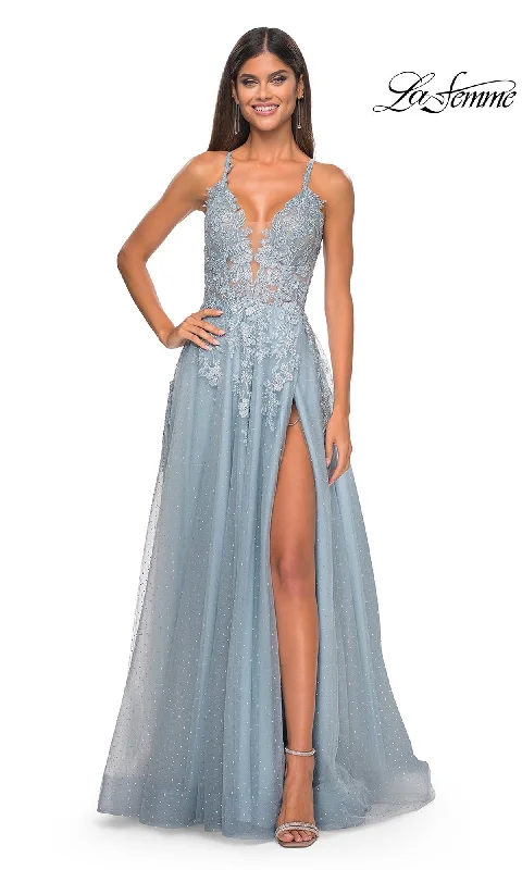 La Femme Lace-Embroidered Long Prom Dress 32147