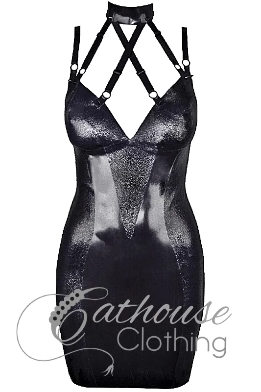 Latex lizardskin harness dress