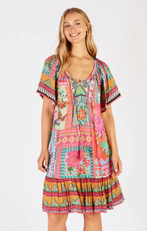 LulaLife - Vivone Shirred Dress - Melon