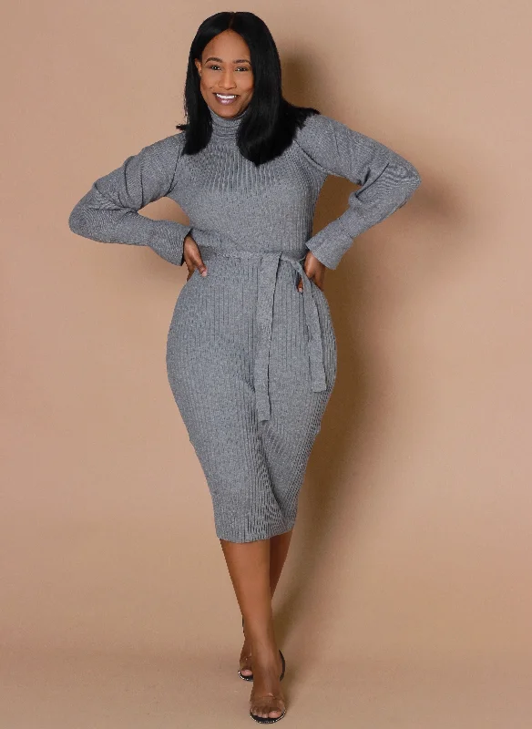 Luxe Sweater Dress- Gray