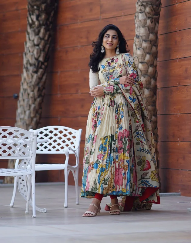 Pen Kalamkari Silk Dress