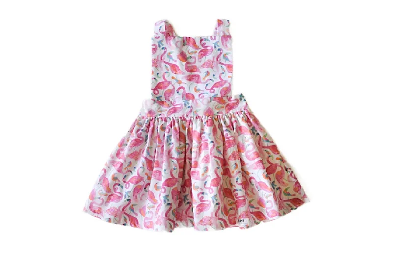 Girls Pinafore Dress in Flamingos