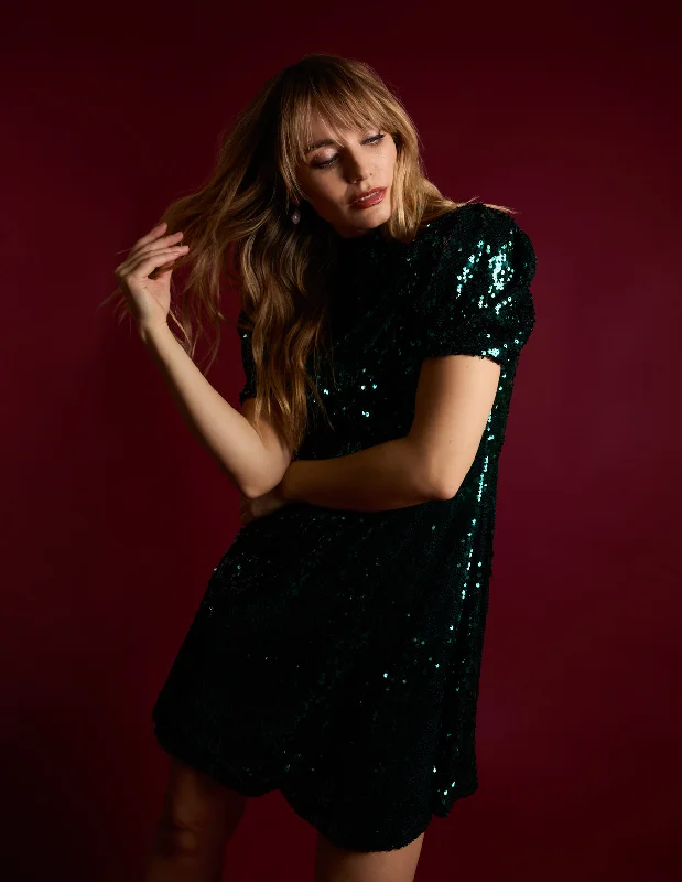 Puff Sleeve Sequin Dress