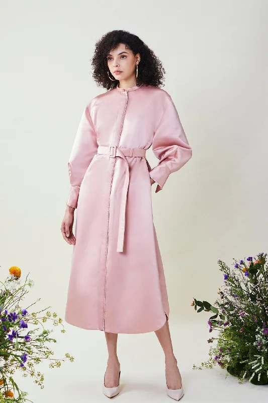 Puff sleeves satin dress