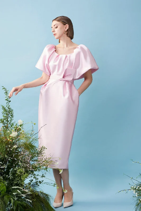 Puff sleeves taffeta dress