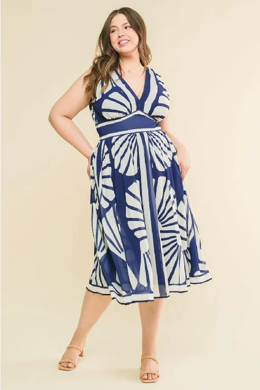 Ready to Ship Blue Print Curvy Dress
