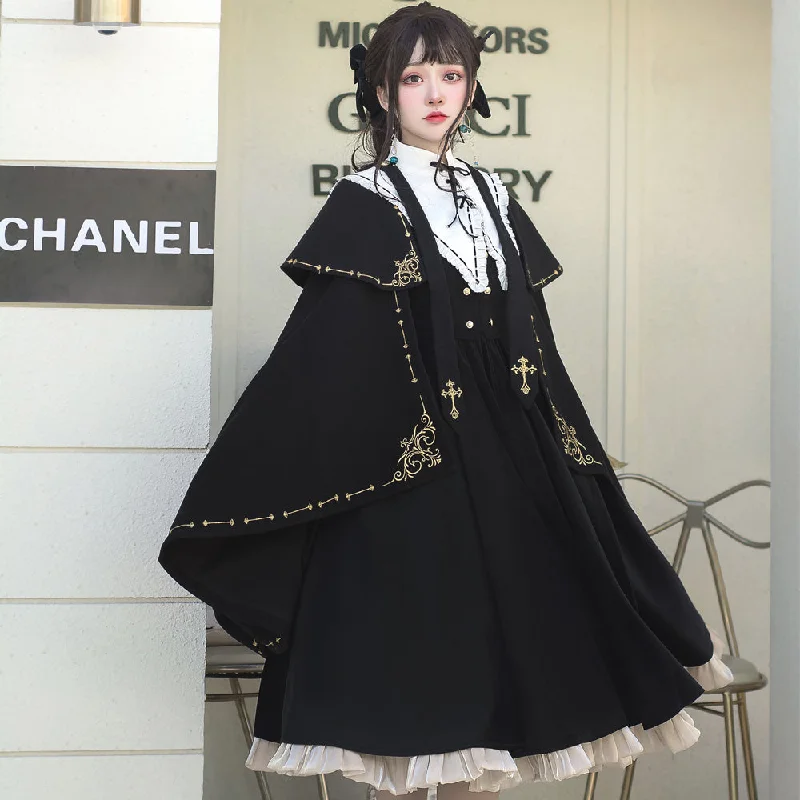 Rulercosplay Black Lolita Dress Retro College style OP Dress