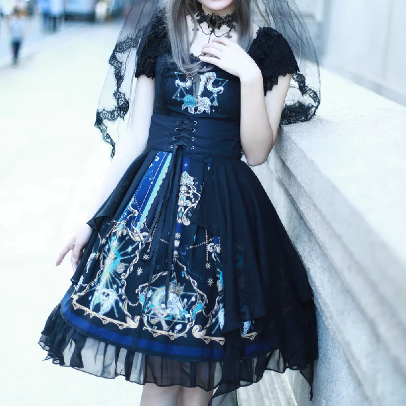 Rulercosplay Classical Black Gothic Lolita Dress OP Dress(Please buy one size up)