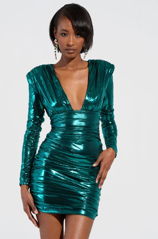 SIMONE METALLIC MINI DRESS Elegant Silk Mini Dress