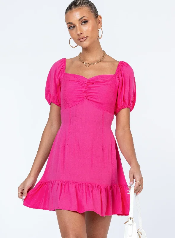 Someday Soon Mini Dress Pink Trendy Off-Shoulder Dress Mini