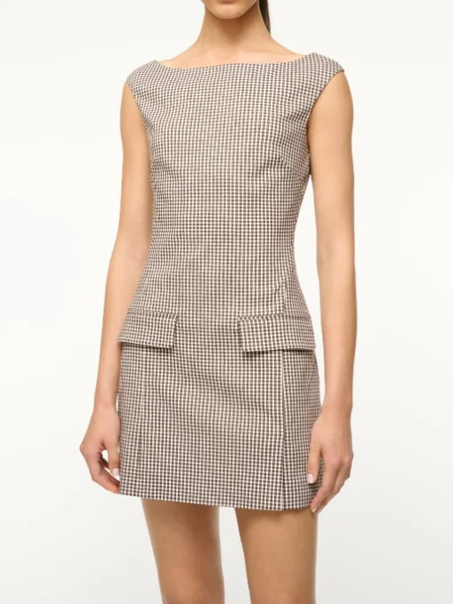 Staud Walker Dress - Dark Chocolate Micro Check
