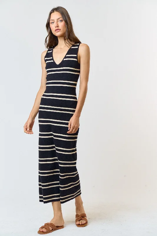 The Hildy Black Striped Sweater Dress