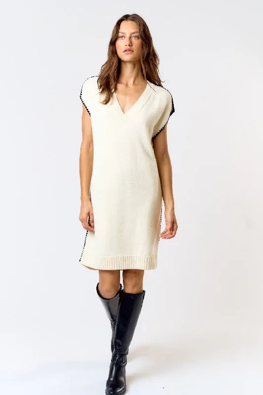 The Salma Contrast Stitch Sweater Dress
