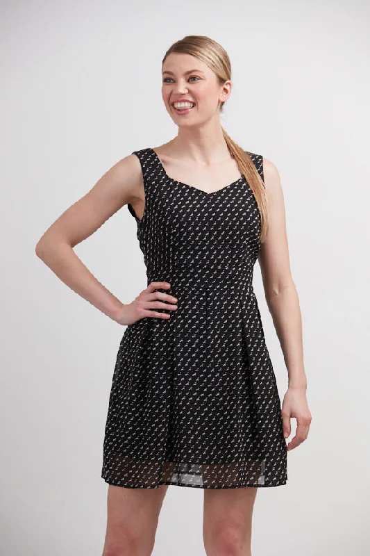 Tiny Dog All Over Print Black Dress