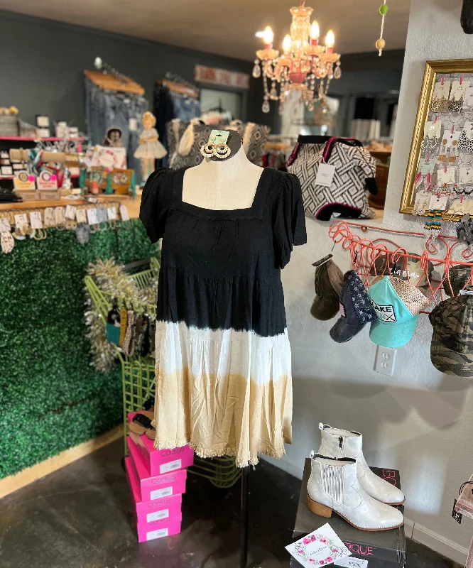 Neutral Ombré Dip Dye Dress
