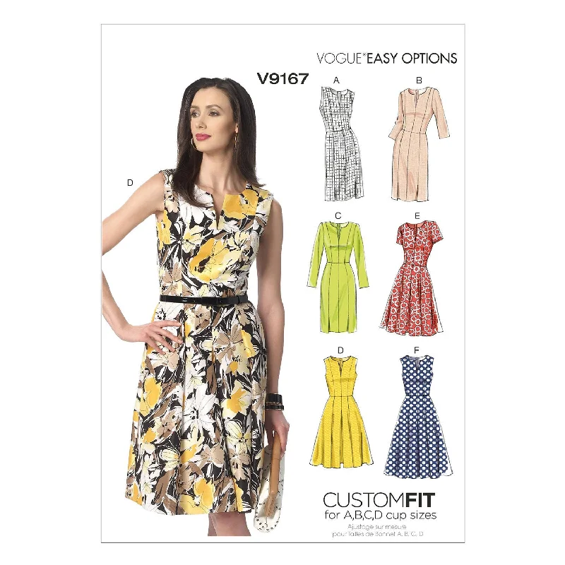 Vogue Pattern V9167 Misses' Notch-Neck Princess-Seam Dresses | Easy