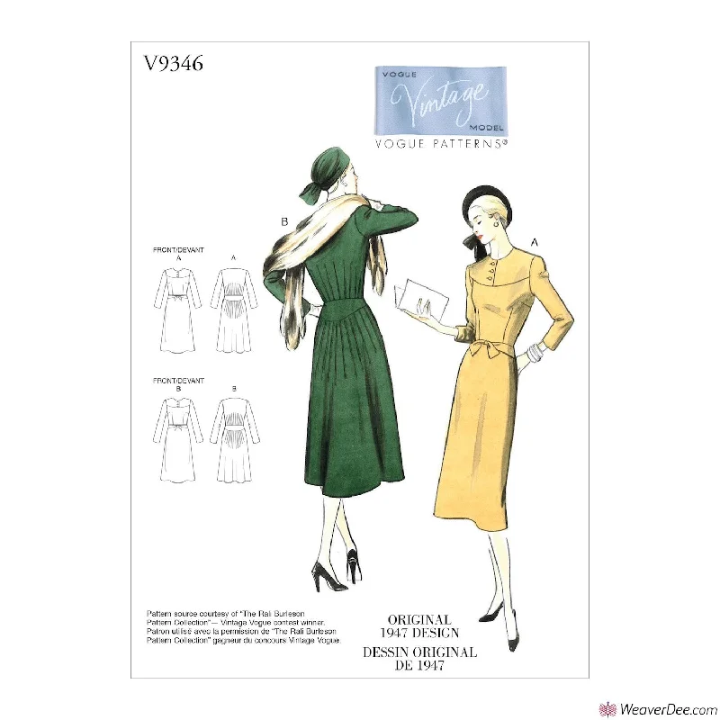 Vogue Pattern V9346 Misses' Vintage 1940s Dress