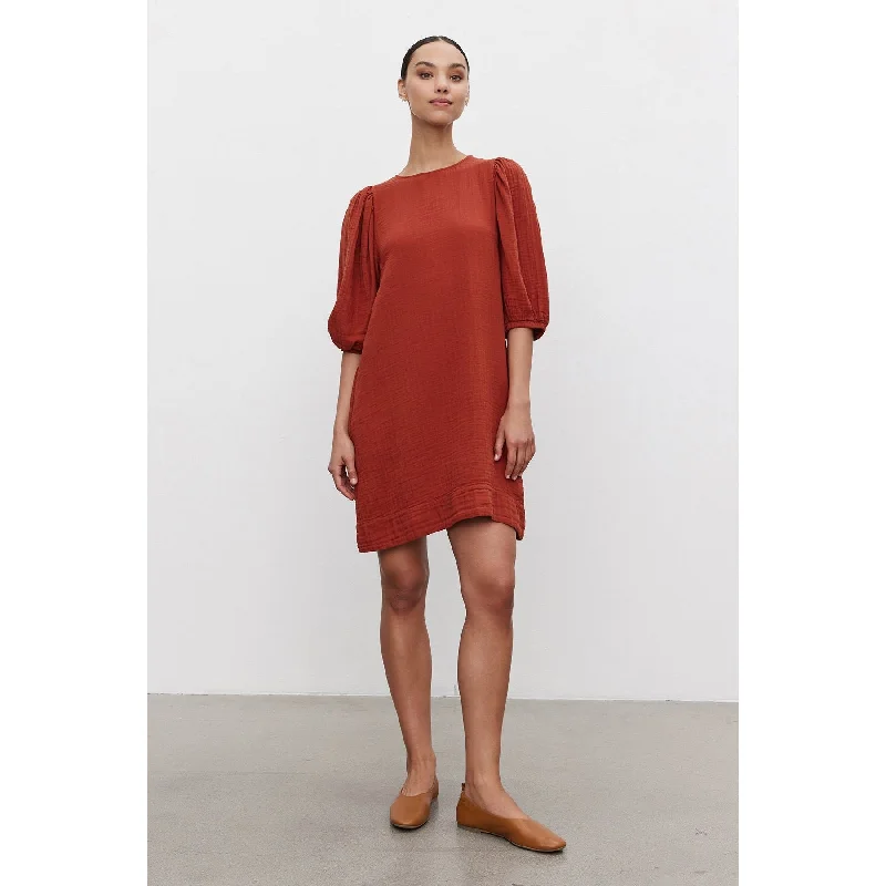 Velvet by Graham & Spencer Karina Cotton Gauze Dress in Burnt