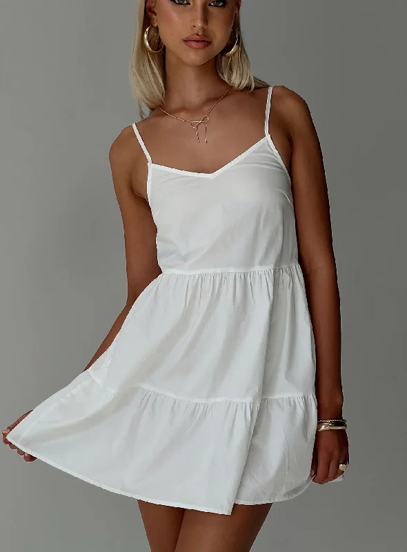 Zorion Mini Dress White Fashionable Boho-Chic Mini Dress