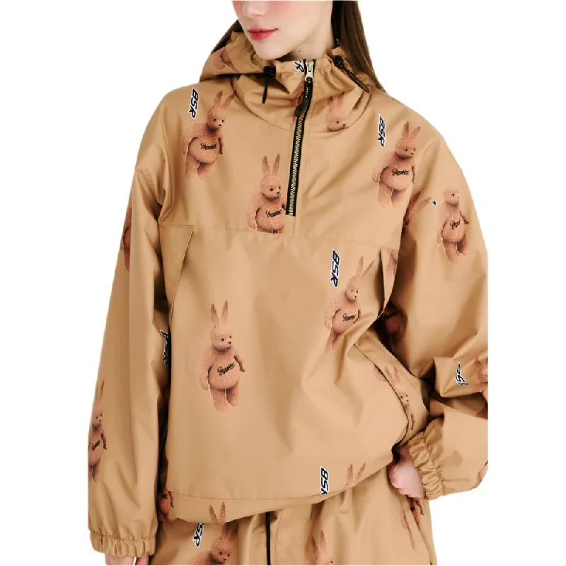 3D Bearrabbit Hooded Anorak Snowboard Jacket Nylon Fabric Polyester Fabric Spandex Fabric