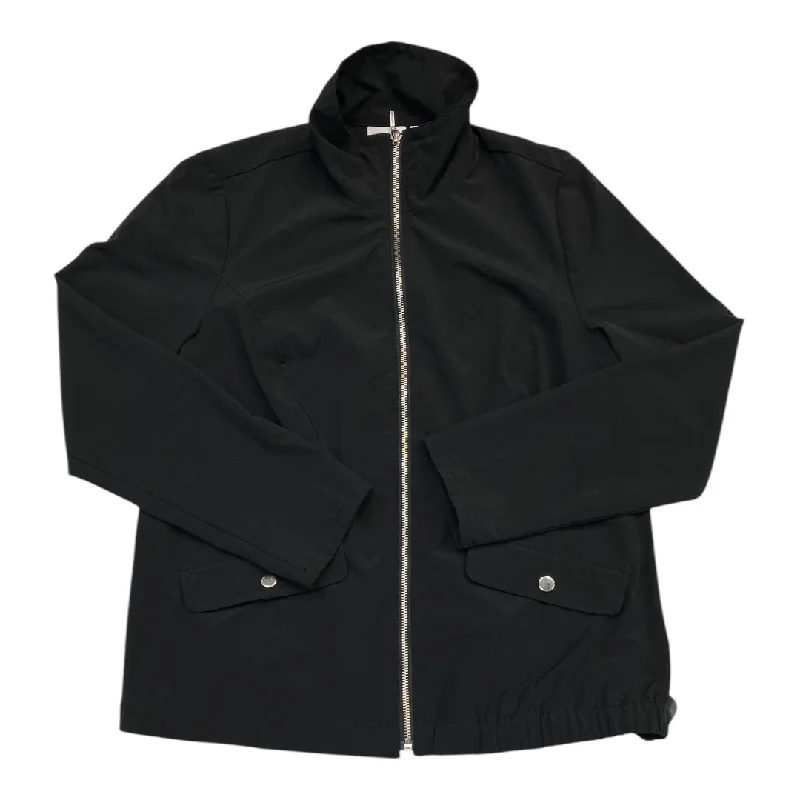 Athletic Jacket By Chicos In Black, Size: M Boat Neck Shawl Collar Notched Collar