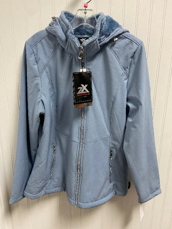 Athletic Jacket By Zero Xposure In Blue, Size: Lp Rayon Jacket Velvet Jacket Corduroy Jacket