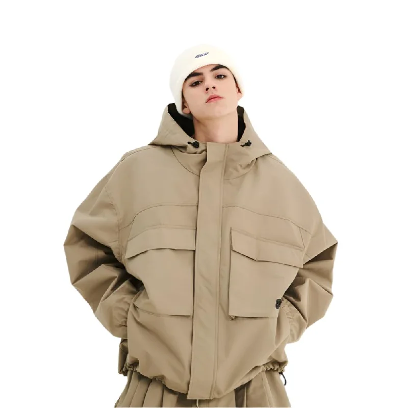 Big Pocket Hooded Snowboard Jacket Hooded Jacket Caped Jacket Shawl Collar Jacket