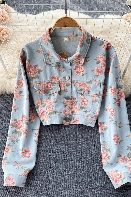 Denim Jacket Women's versatile Jacket Top  1495 Zip Front Button Front Snap Front