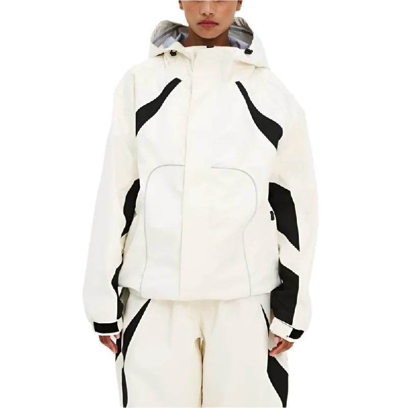 Exquisite 3L Hooded Snowboard Jacket Denim Fabric Leather Fabric Suede Fabric