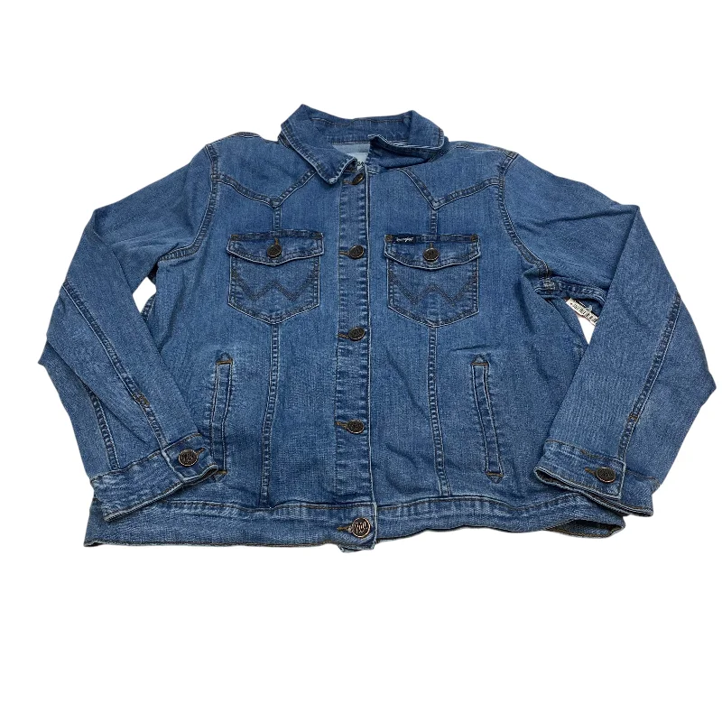 Jacket Denim By Wrangler In Blue Denim, Size: Xl Denim Fabric Leather Fabric Suede Fabric Jacket Denim By Wrangler In Blue Denim, Size: Xl Denim Fabric Leather Fabric Suede Fabric