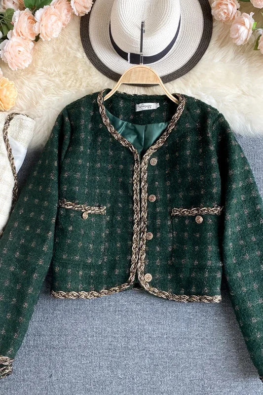 Jacket female autumn versatile slim retro tweed 1491 Denim Jacket Leather Jacket Suede Jacket Jacket female autumn versatile slim retro tweed 1491 Denim Jacket Leather Jacket Suede Jacket