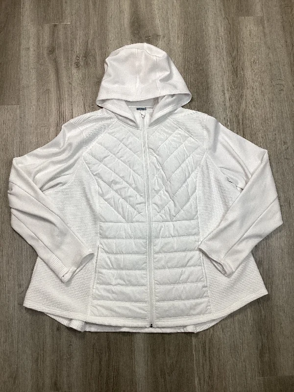 Jacket Fleece By Tek Gear In White, Size: 3x Mesh Jacket Canvas Jacket Denim Jacket