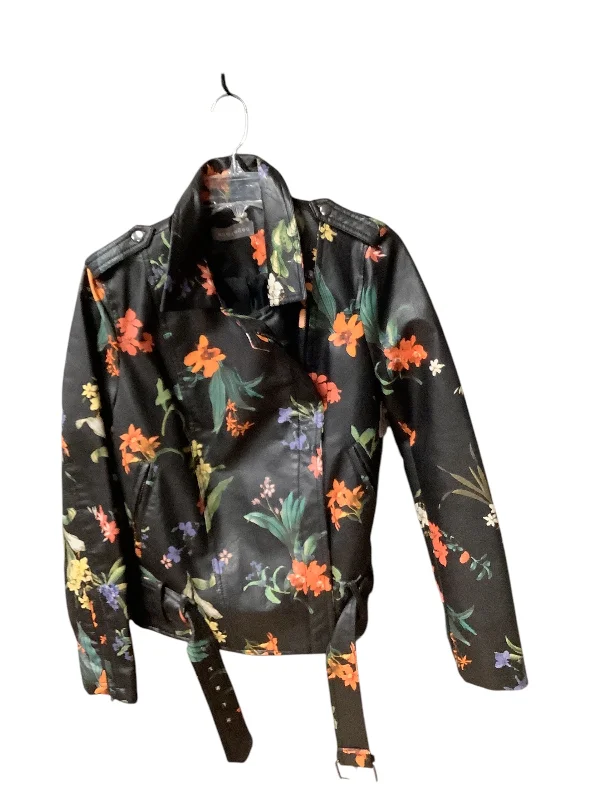Jacket Moto By Cmc In Floral Print, Size: M Fleece Fabric Down Fabric Feather Fabric Jacket Moto By Cmc In Floral Print, Size: M Fleece Fabric Down Fabric Feather Fabric