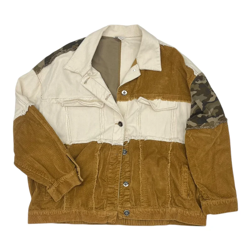 Jacket Other By Cato In Brown & Tan, Size:2X Oversized Jacket Tailored Jacket Straight Jacket Jacket Other By Cato In Brown & Tan, Size:2X Oversized Jacket Tailored Jacket Straight Jacket