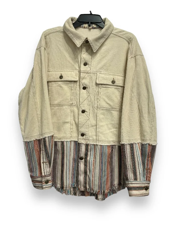 Jacket Shirt By Cmc In Cream, Size: Xxl Knit Fabric Woven Fabric Fleece Fabric