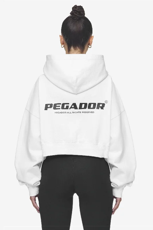 Lana Logo Cropped Sweat Jacket White Black Bomber Jacket Anorak Windbreaker
