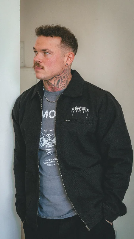 Metal Logo Canvas Jacket Black Wool Jacket Cashmere Jacket Tweed Jacket