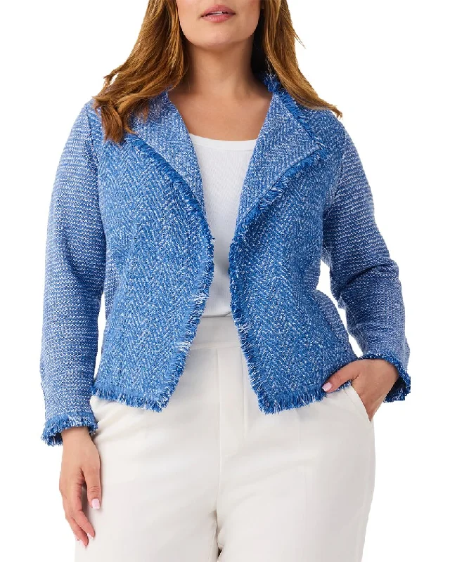 NIC+ZOE Plus Fringe Mix Knit Jacket Hoodie Zip-Up Jacket Button-Up Jacket