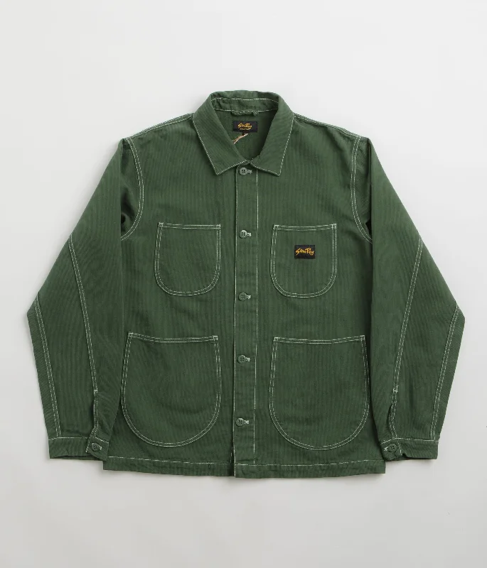 Stan Ray Coverall Jacket - Racing Green Bedford Cord A-Line Jacket Boat Neck Shawl Collar