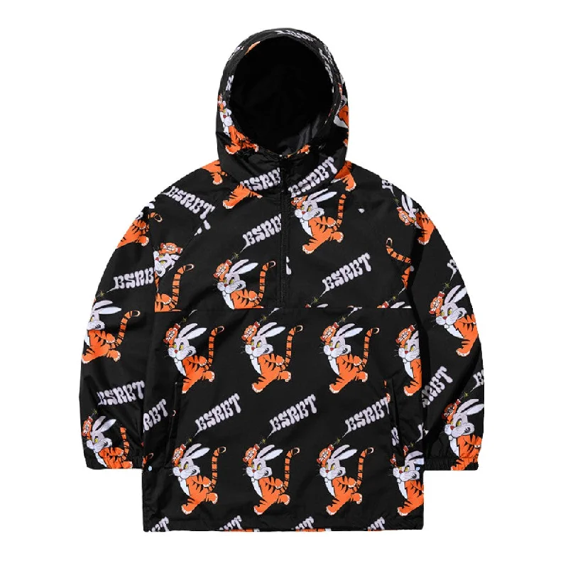 Tiger Rabbit Hooded Anorak Snowboard Jacket Cotton Fabric Linen Fabric Terry Fabric