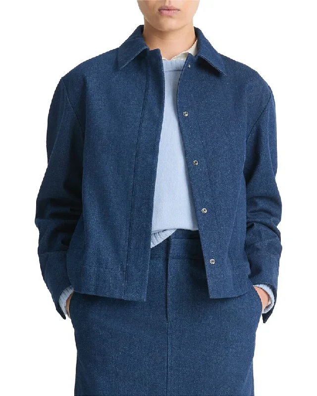 Vince Polished Indigo Twill Jacket Embroidered Jacket Appliqued Jacket Beaded Jacket Vince Polished Indigo Twill Jacket Embroidered Jacket Appliqued Jacket Beaded Jacket